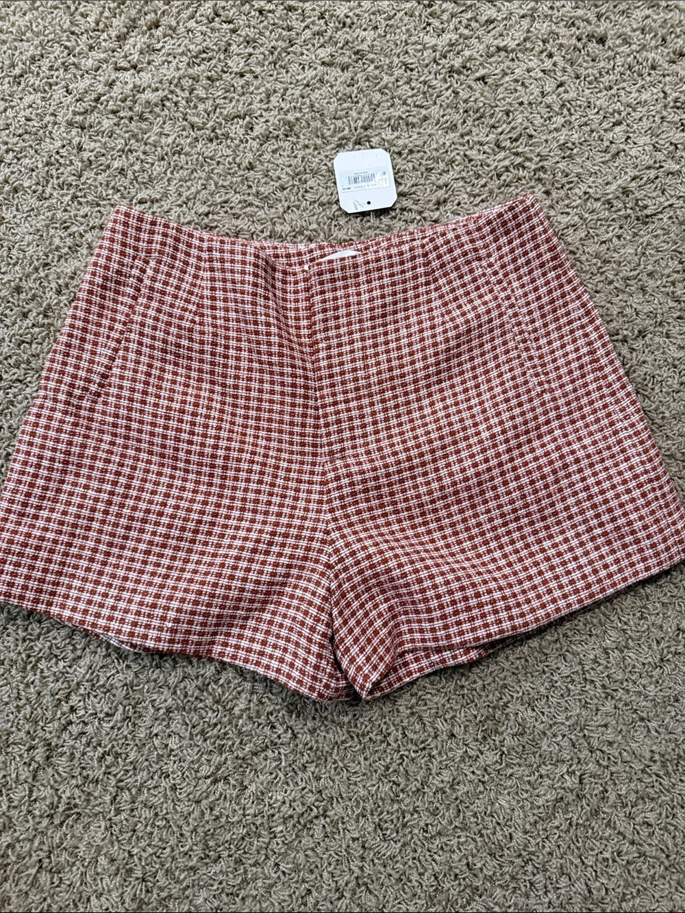 NWT Altar'd State Rust Plaid High-Waist Shorts Large
